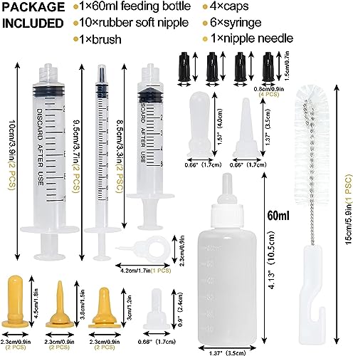 Aufzuchtflasche Katze Flasche für Welpen Haustier Fütterung Silikon Nippel mit Flasche und Spritzen für Welpen Hund Katze oder andere Haustiere
