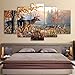 Basilefc 5 Stück Leinwand Malerei 150X80Cm Mondplatte Waldhirschlandschaft Hölzerne Rahmen Bilder Modern Gedruckt Leinwanddruck Modulares Wohndekor Wohnzimmer Kunst Kinderzimmer Büro Schlafzimmer Wand