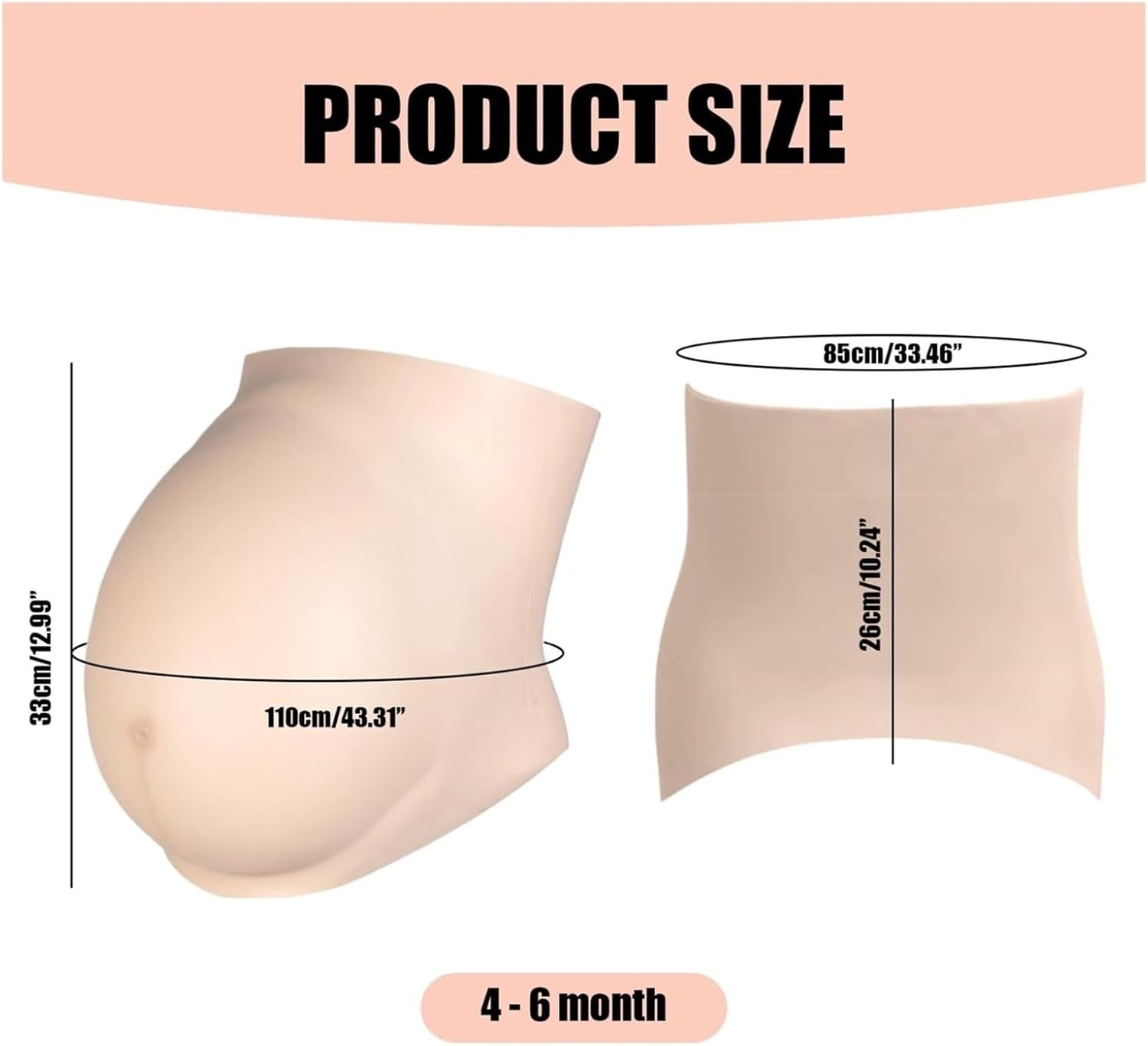 Fake Pregnancy Belly, Realistic Silicone Artificial Baby Bump 6-8 Months - Soft Skin Touch Wearable Pregnant Belly Bodysuit for Acting, Maternity Wear Trials, Theatre & Photo Shoots