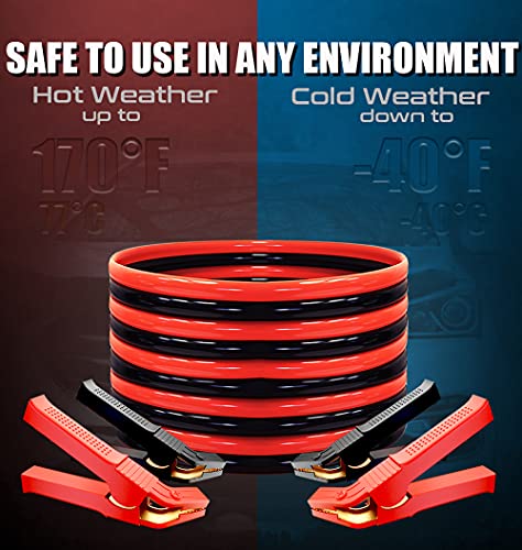 Autogen 100% Copper Jumper Cables 2 Gauge 25 Feet For Car Battery Heavy Duty Jumper Cables 1000Amp Smart Booster Cables With Pure Copper Clips Carry Bag And Light #TOP2