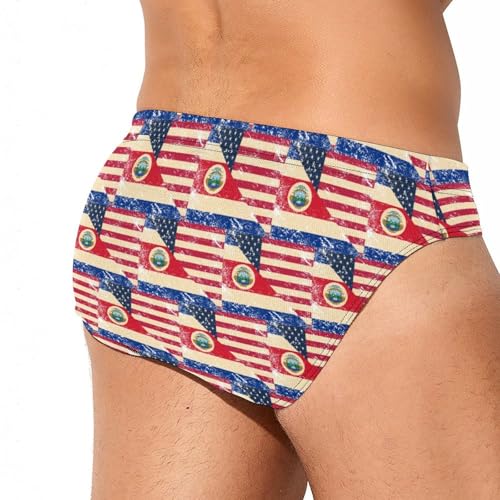 U.S. and Costa R-ICA Vintage Flag Printed Swim Briefs for Men Sexy Bikini Swimwear Elastic Beach Trunks Bathing Suit4