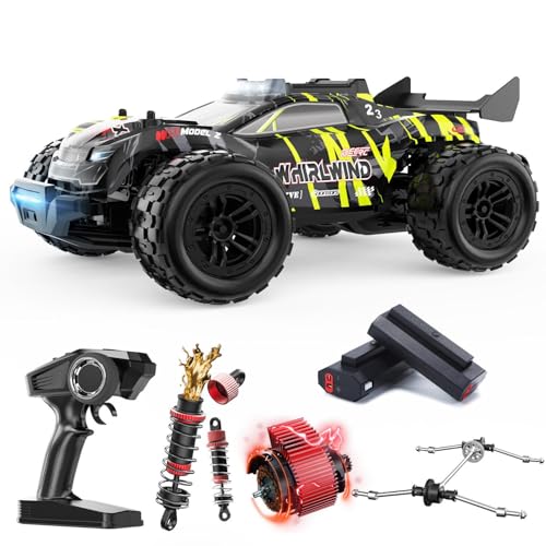 DEERC 1/14 Fast Brushless RC Car for Adults, 43 MPH High Speed 4x4 Off-Road RC Truck, Waterproof Monster Truggy, All Terrain Remote Control Drift Car for Boys 8-12, 2 Batteries, 3S Lipo Compatible