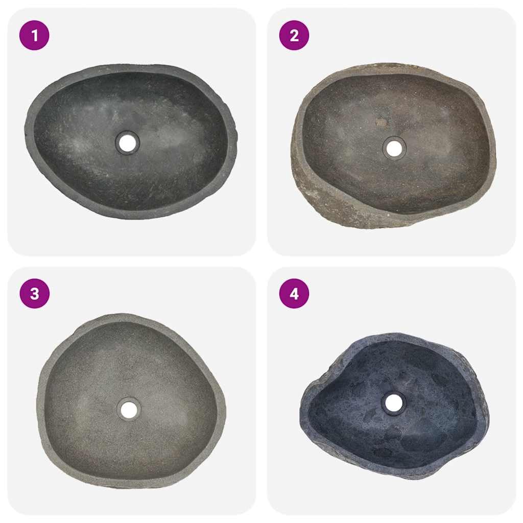 vidaXL Umywalka z kamienia rzecznego, owalna, (45-53) x(34-41) cm
