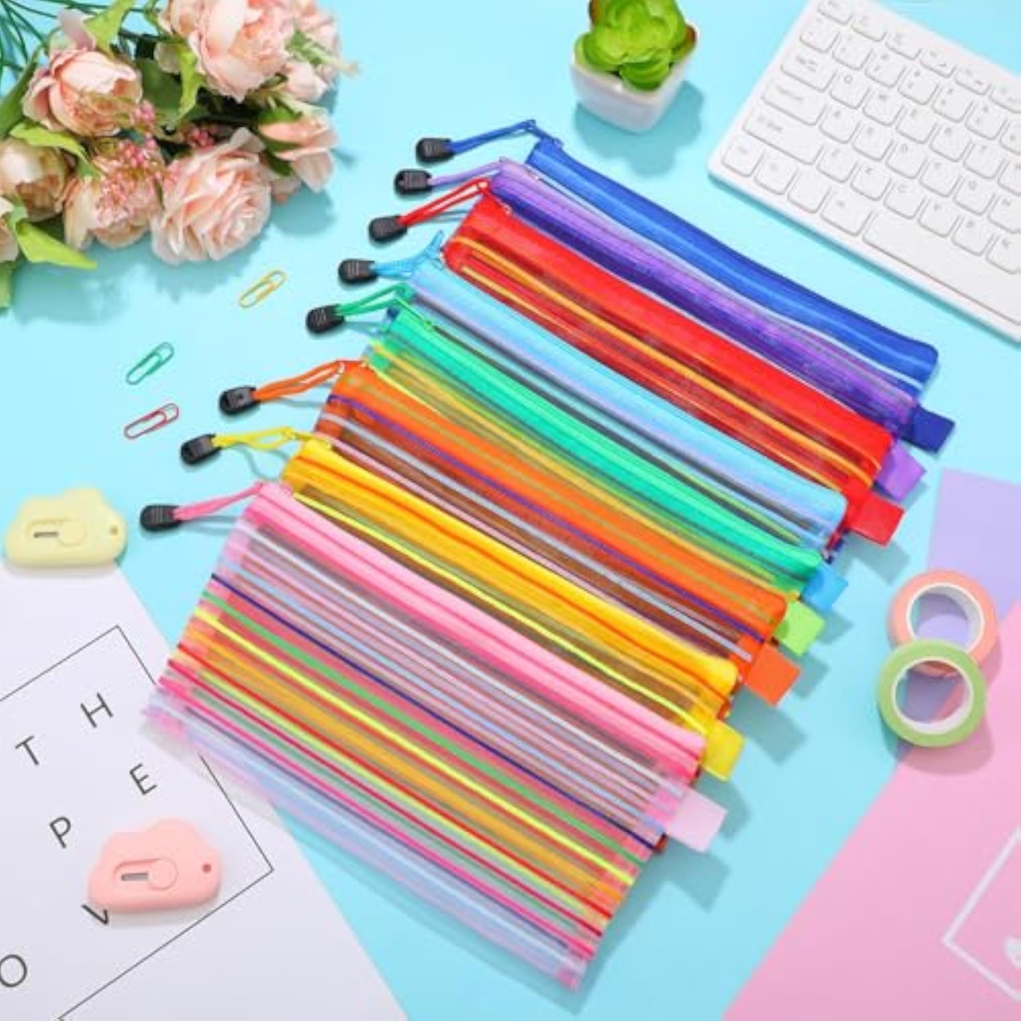 80 Pcs Multi-colour Mesh Zipper Pouch Storage Bags