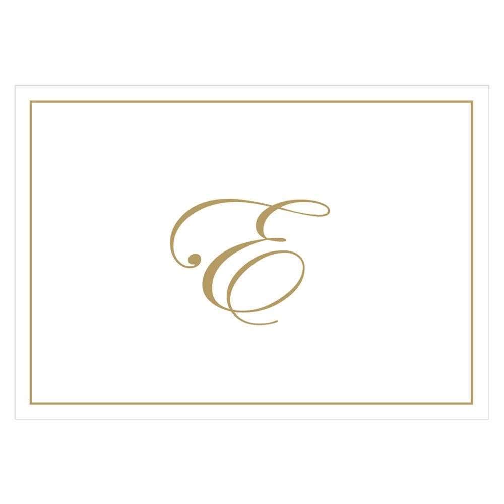 Caspari Gold Embossed Initials Boxed Note Cards in Letter E, 8 Cards &amp; Envelopes