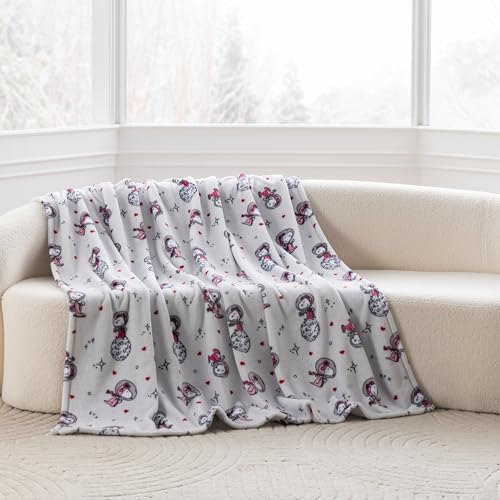 Image of Berkshire Peanuts VelvetLoft Cute Character Snoopy Plush Throw Blanket,Over the Moon for You Light Grey,Throw 55 in x 70 in (Official Peanuts Product)