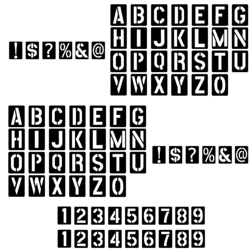SHENGYIG Schablonen Buchstaben 84 Stück 10 cm Kunststoff Zahlen Schablonen Set, Zahlen Buchstaben, Airbrush Schablone Lineal, Schriftschablone, für Malerei, DIY Handgefertigt