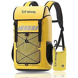 IDRYBAG Mochila Impermeable 25/45L para Kayak y Se...: Tela Impermeable 500D: La mochila seca impermeable IDRYBAG de 25L está fabricada con material PVC 500D y costuras soldadas, ofreciendo excelente impermeabilidad, resistencia al polvo y a rasguños. Es ideal para actividades al aire libre como senderis...