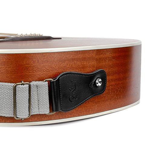 Bestsounds Guitar Strap 100% Soft Cotton & Genuine Leather Ends Guitar Shoulder Strap For Acoustic Guitar, Electric Guitar, Bass & Mandolins (Grey) #TOP7