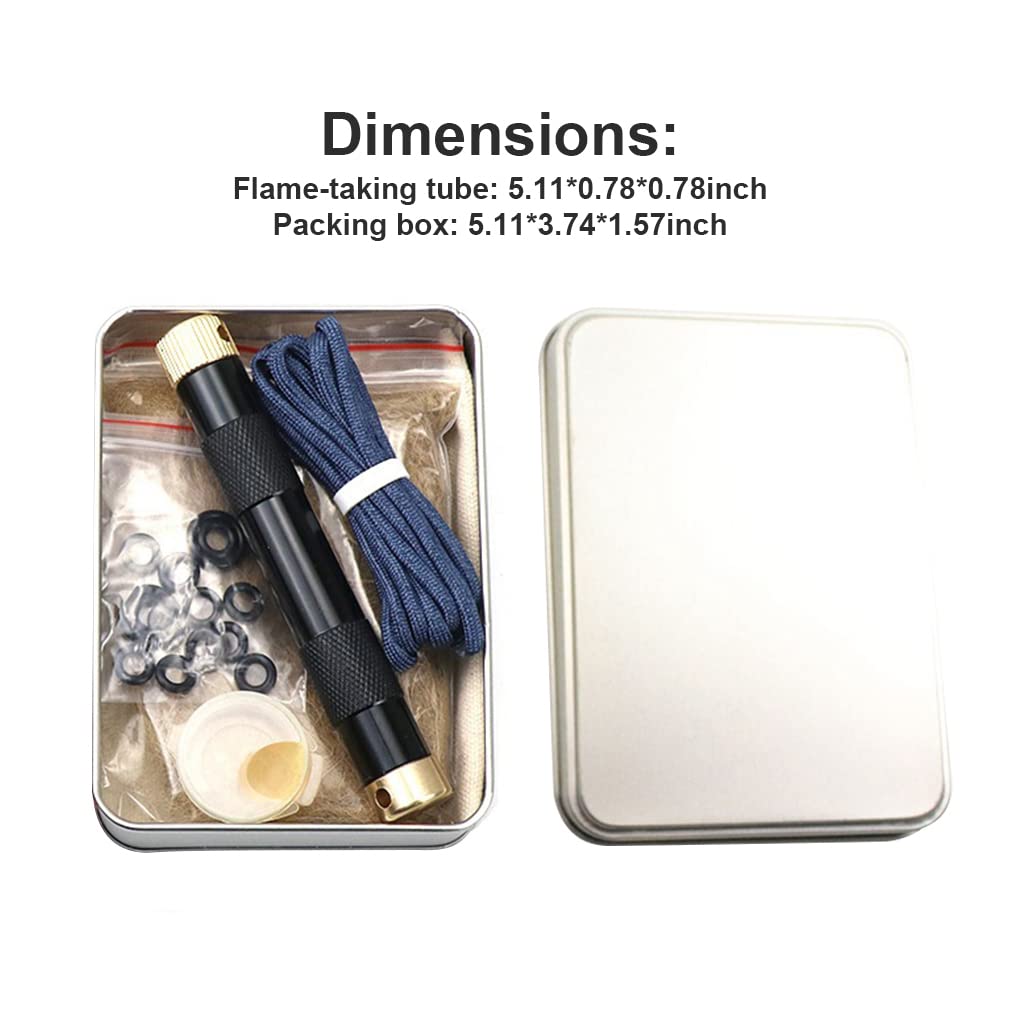 Lot de 2 pistons de feu en laiton portables en alliage d'aluminium pour flamme à compression d'air, urgence, pique-nique, voyage, pêche, outil de survie noir