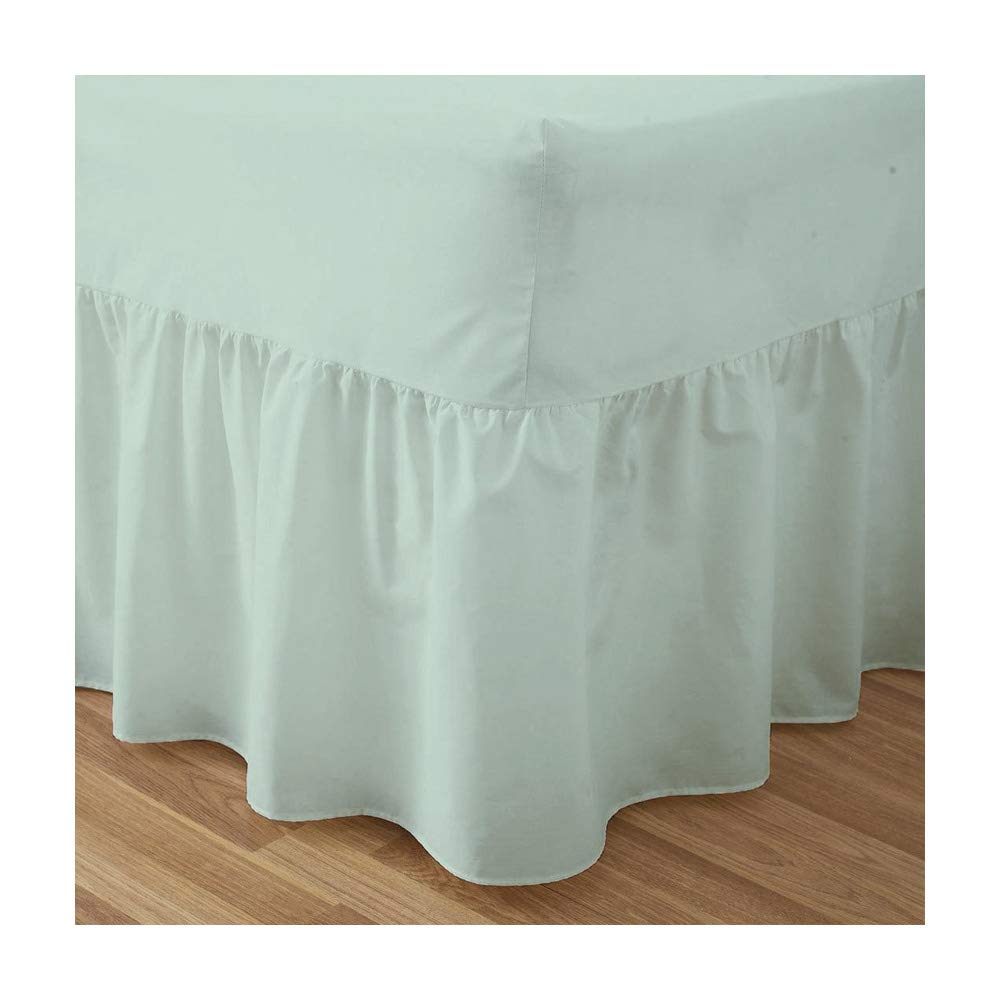 Fitted Valance Sheets Double Size Bed Sheets Dyed 9.5'' deep Plain Poly Cotton Bedding 11'' Frilly Drop, Mint
