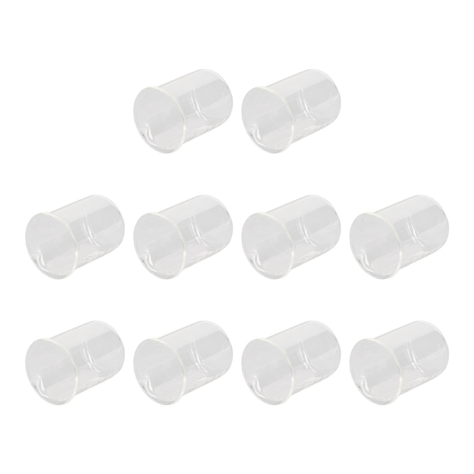 Set di Becher di Misura in Vetro - 10 Pezzi 50ml in Vetro Borosilicato Graduato per Laboratorio e Cucina