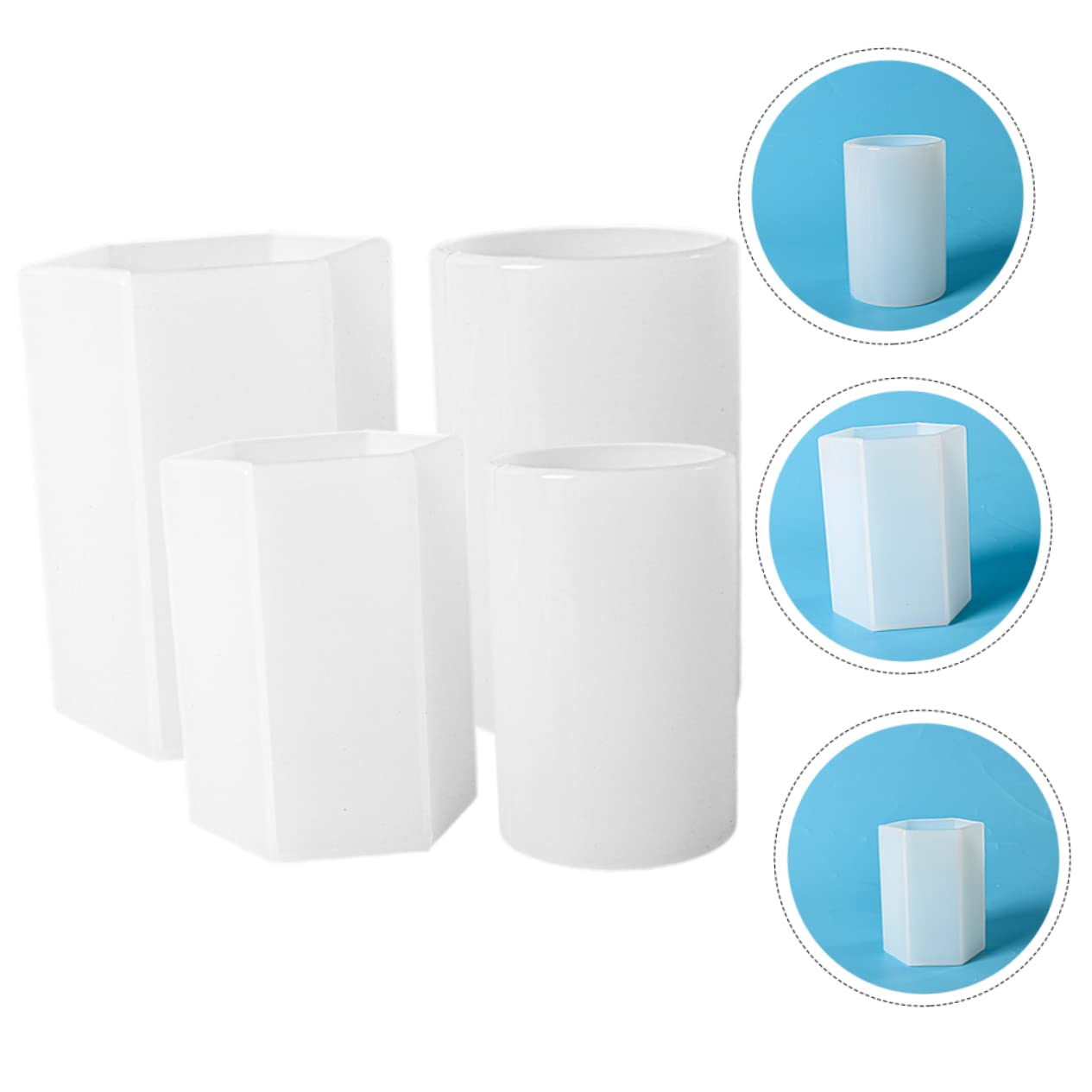 Stampo Candele Cilindriche Esagonali in Silicone 4 Pezzi