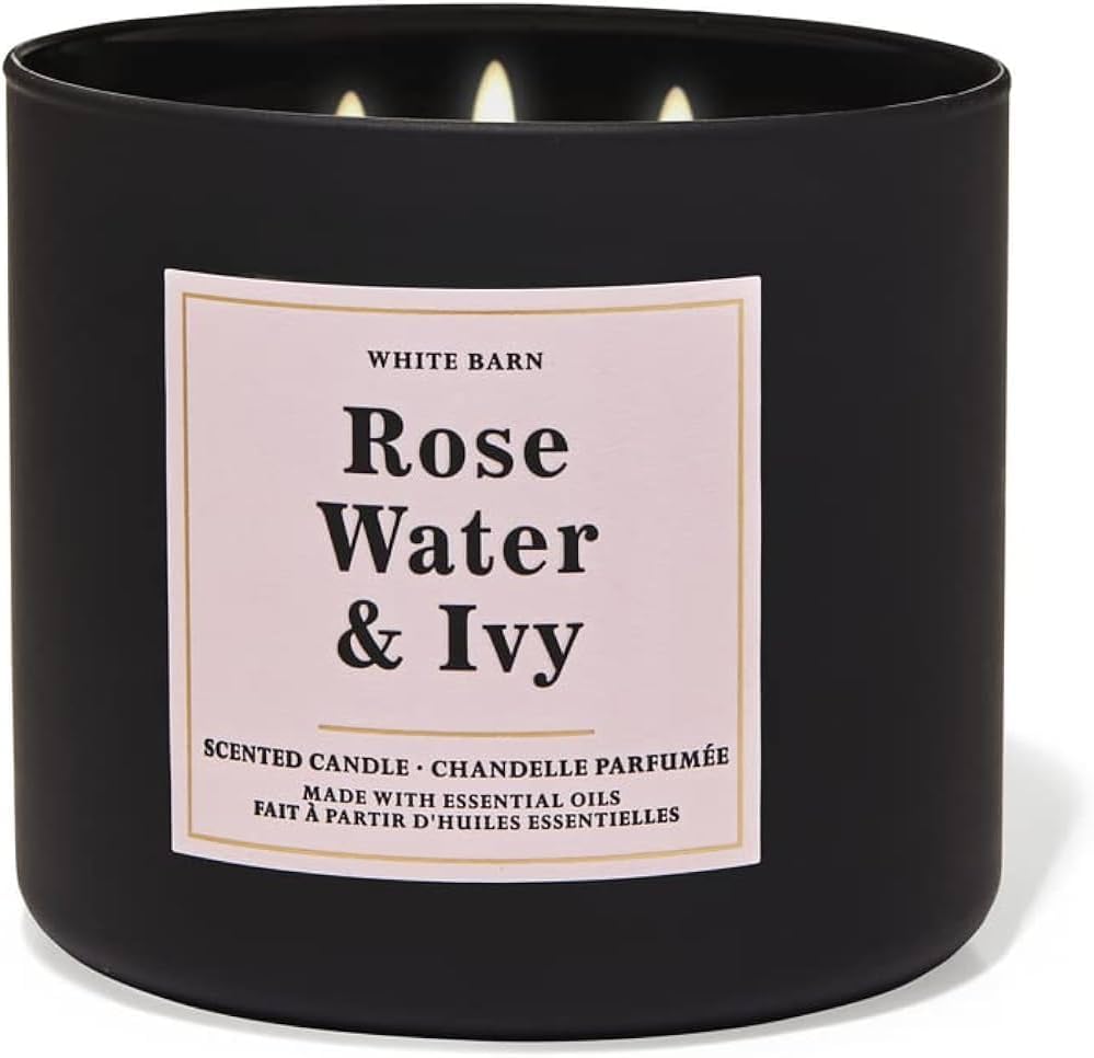 White Barn 3-Wick Candle w/Essential Oils - 14.5 oz - New Core Scents! (Rose Water & Ivy)