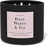Bath and Body Works, White Barn 3-Wick Candle w/Essential Oils - 14.5 oz - 2021 Core Scents! (Rose Water & Ivy)