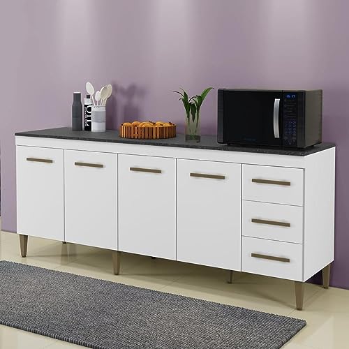 Balcão Atenas 4 Portas e 3 Gavetas Kaiki Móveis Branco