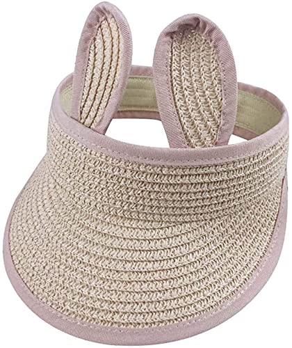 Sombrero de sol plegable de conejito de verano, gorra de visera de paja para niños y niñas, 1 unidad, para verano, sombreros de verano para mujeres (color: C, tamaño: talla única)