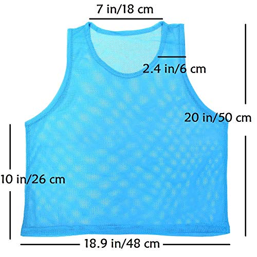 12 Pack Soccer Pinnies Basketball Jerseys Team Training Practice Vests Nylon Mesh Scrimmage Football Bibs Great for Kids & Youth Sports - Blue & Red - Image 3