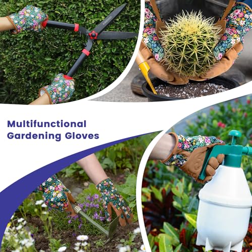 Image of Gardening Gloves for Women, Breathable leather Garden Gloves with Grip