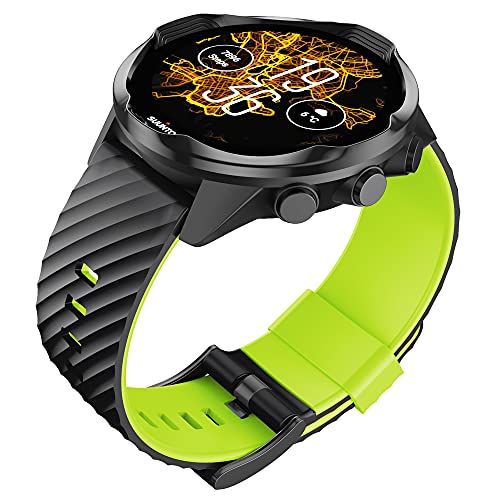 KINKUUN Correas para relojes Compatible con Suunto 7/9/spartan sport+wrist hr/9 baro/D5 Pulseras de repuesto.Correa de Reloj.(Negro + verde)