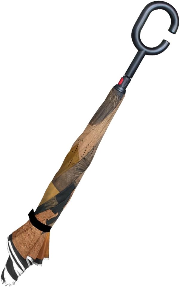 ALAZA African Elephant Sunset Landscape Inverted Umbrella, Large Double Layer Outdoor Rain Sun Car Reversible Umbrella