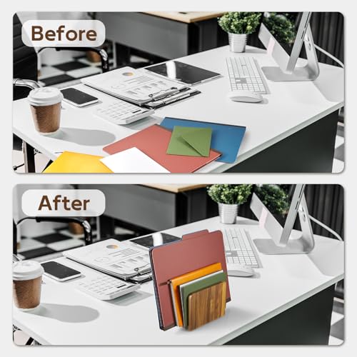BWODYAY Acacia Wood Mail Organizer, Mail Holder for Desk, Letter Holder for Countertop, Small Envelope Holder, Desk Organizers and Accessories for Home Office