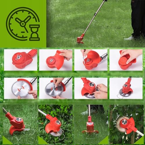 Image of Cordless Grass Cutter Machine for Garden | Weed Cutting Tool | Easy Storage with Adjustable Height & Foldable Handle | 2 x 48V Battery | 25cm Cutting Width | 3 x Heavy-Duty Blades