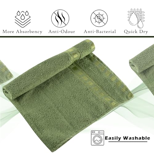 Image of Kuber Industries Pack of 2 Cotton Hand /Face Towels For Men & Women | Easily Washable | Workout Gym Napkins For Men | Pocket Towel - Green