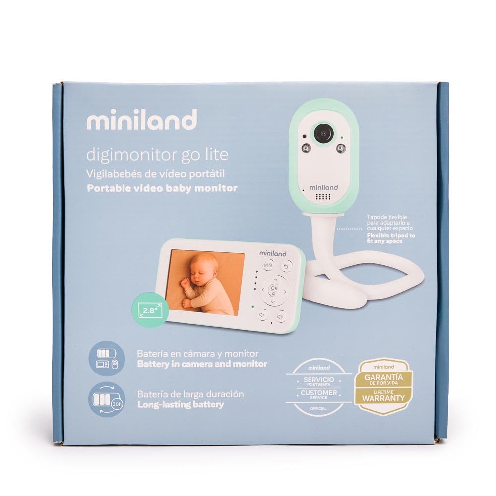 Miniland Digimonitor Go Lite Vigilabebés Portátil con Batería 30h | Alcance 300 m, Comunicación Bidireccional, VOX, Melodías y Luz de Compañía