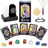 Roxiuc Tarot Cards Set Deck with Guidebook-Tarot Cards Fortune Telling Toy with Crystal-Pendulum-for Beginners&Expert Readers （King）