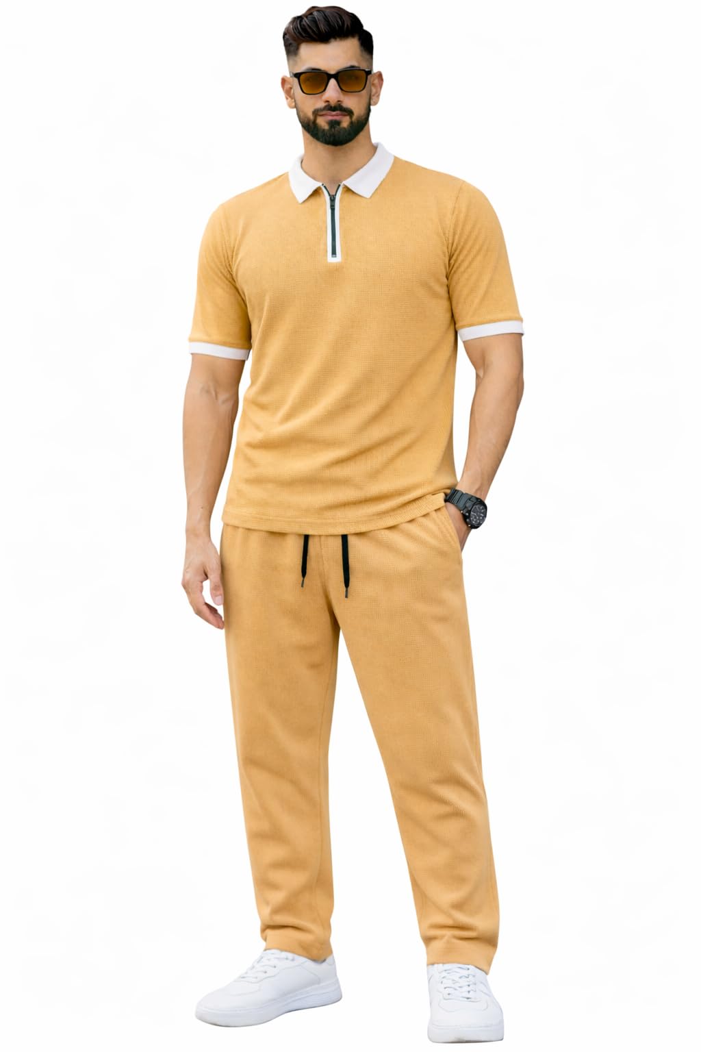 mack jonney Men’s Cotton Tracksuit | Self Print Stylish Tracksuit with Trackpants | Comfortable All-Season Activewear-S9-picture-49