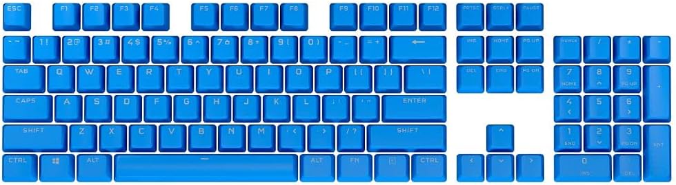 Corsair PBT Double-Shot PRO Keycap Mod Kit – Double-Shot PBT Keycaps – ELGATO Blue – Standard Bottom Row – Textured Surface – 1.5mm-Thick Walls – O-Ring Dampeners