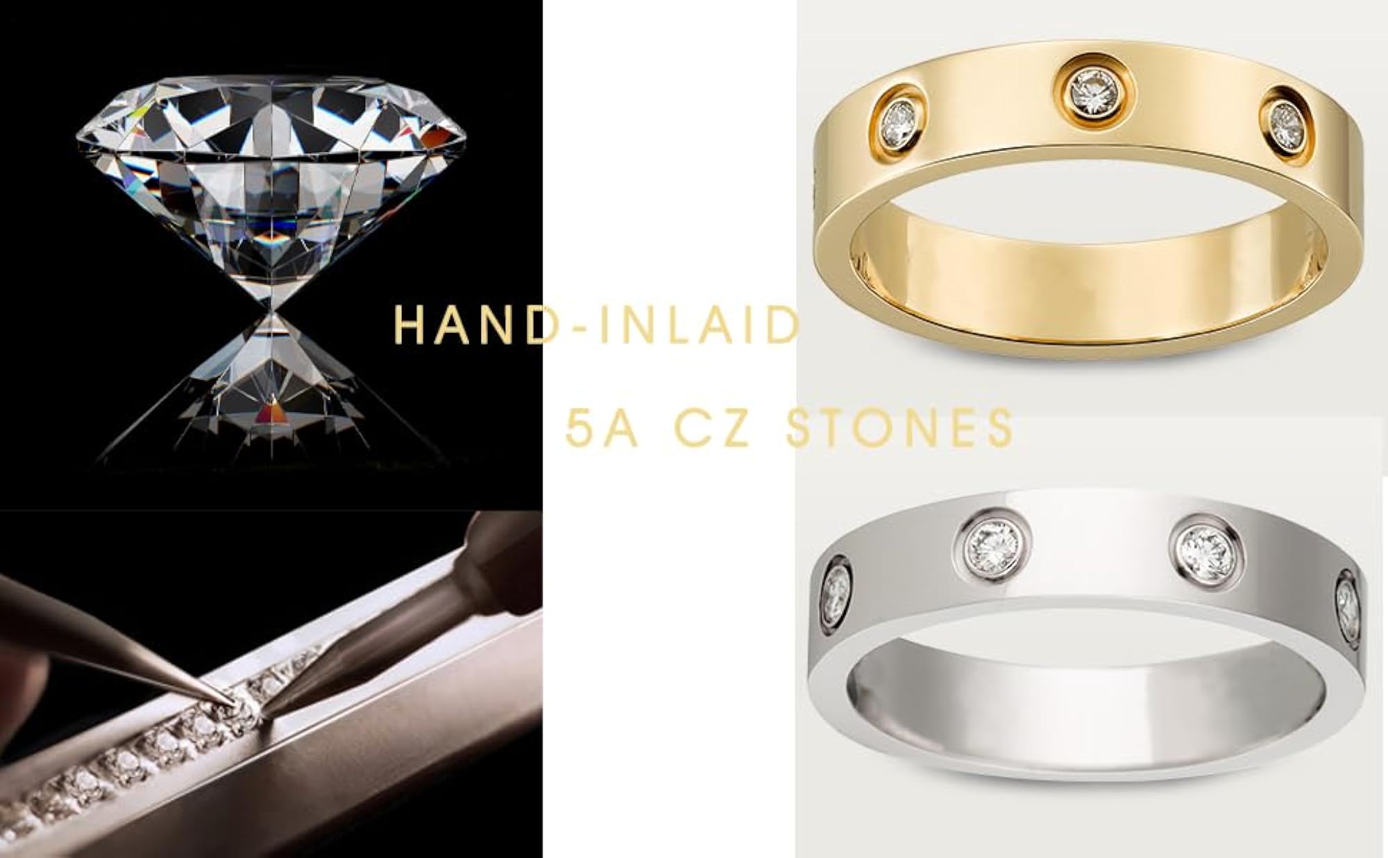 2pcs Love Friendship Stackable Rings, Stainless Steel Wedding Bands