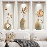 milaosk 3D Wandaufkleber Vase Wandtattoo Pflanzen Wandsticker Selbstklebende Steinvase Wandbilder Kunst Tapeten Wanddeko für Wohnzimmer Schlafzimmer
