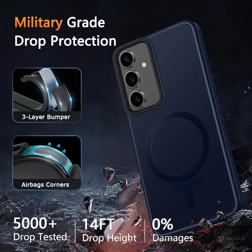 Image of SIZUKA Samsung S24 FE Magsafe Hard Back Case | Matte Design & 360 Protection | Military-Grade Samsung S24 FE Cover | Strong Magnet Back - Blue