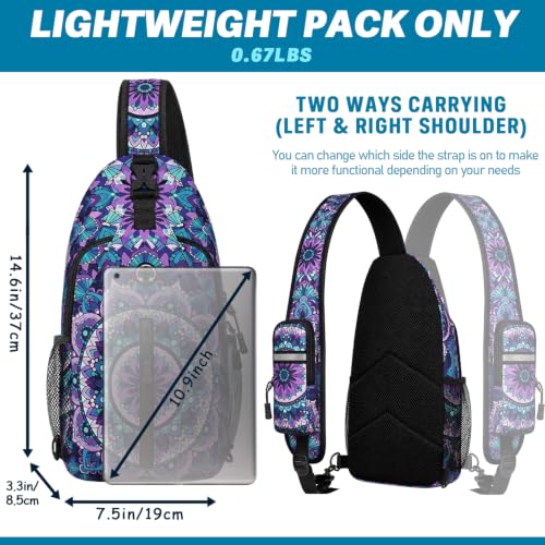 Image of Mandala Sling Bag For Women Men Small Crossbody Bags Mini Water Resistant Casual Chest Bag Backpack Shoulder Daypack For Travel Hiking