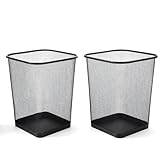 Sinoba Papelera de metal negro para oficina, 10 L, cuadrada, cuadrada, aspecto de malla, para oficina, hogar, oficina y hogar (2 unidades)