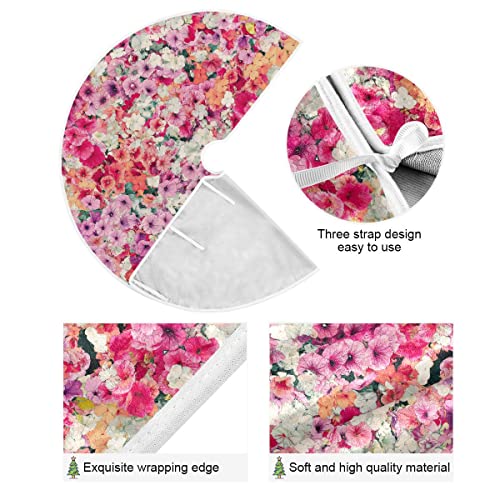 Spring Flowers Christmas Tree Skirt Decorations Sunflower Daisy Morning Glory Summer Xmas Tree Mat 36 Inch For Holiday Party Supplies Rustic Ornaments Mini Tree Skirt #TOP1