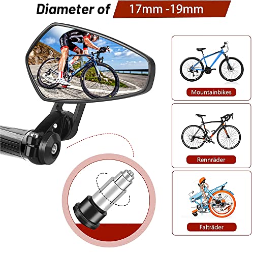 Heart Horse 2 pcs Bike Rear View Mirrors, 360°Adjustable Bar End Bike Mirror, Anti-Glare HD Bicycle Handlebar End Side Mirrors for Electric Bikes Mountain Road Bike Cycling - Image 6
