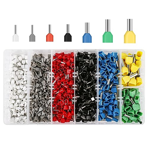 Yoiimiya Twin Wire Ferrules Kit - 7 Types Dual Bootlace Ferrules, 0.5-6mm² Wire Terminal Crimp Connectors