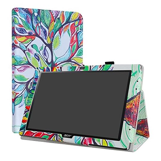 Acer Iconia One 10 B3-A40 fodral, LiuShan PU-läder smalt vikbart stativ skydd för 10 tum Acer Iconia One 10 B3-A40 surfplatta, kärleksträd