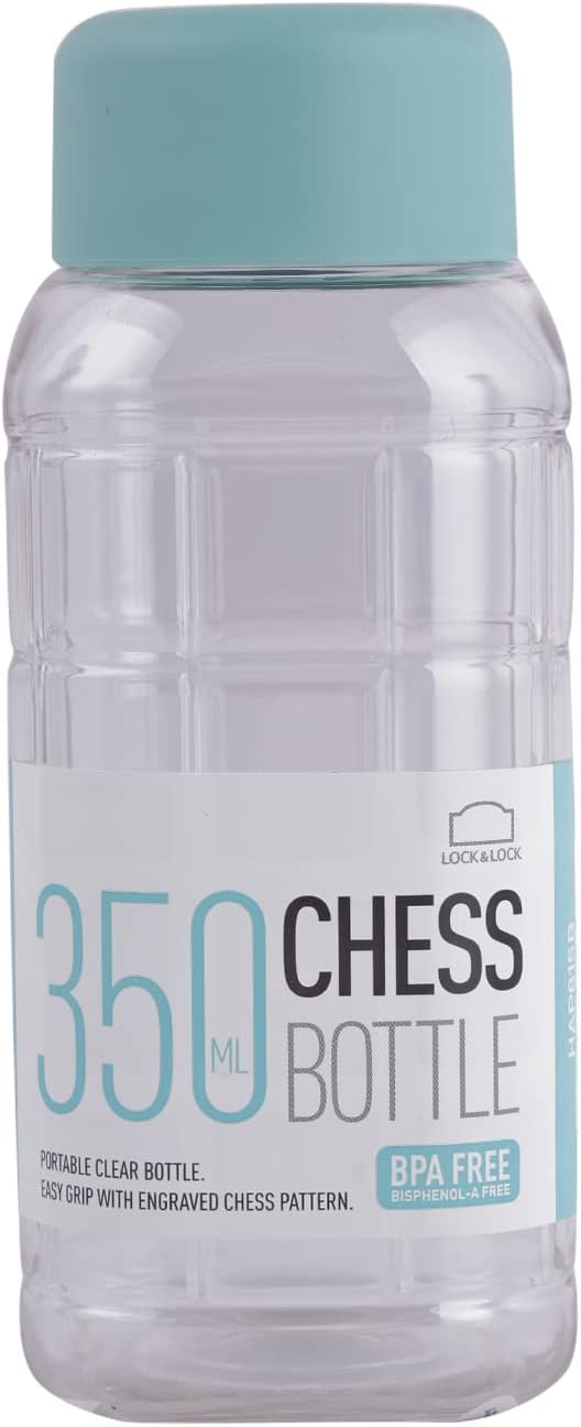 Lock & Lock Plastic Chess Water Bottle, 350ml, Blue