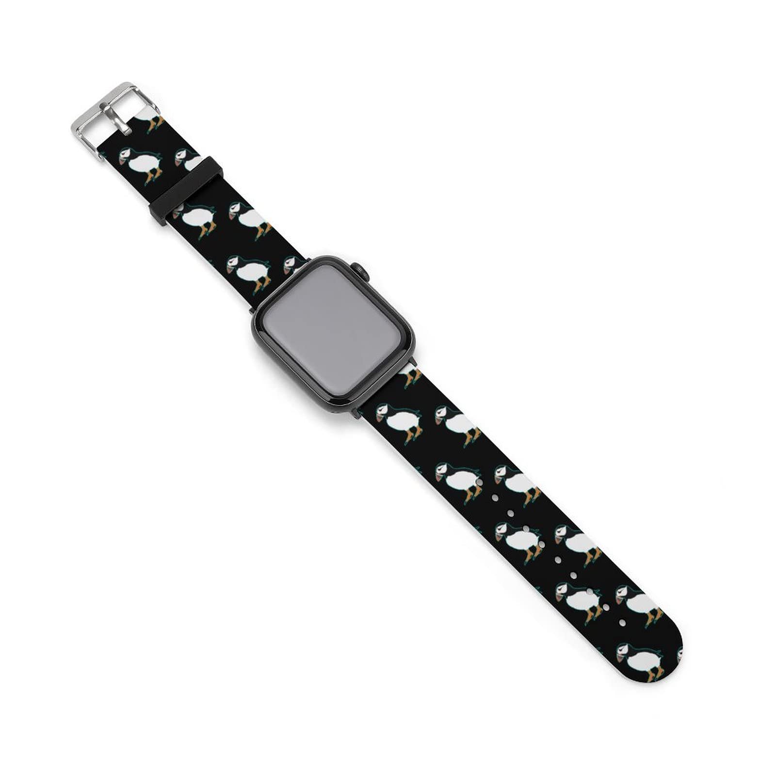 Puffin Bird Print Watch Strap Replacement Silicone Band Compatible For Apple Iwatch 38-40mm Or 42-44mm