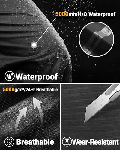 33,000ft Men's Rain Pants Full Zip Waterproof Pants Breathable Rain Over Trousers for Outdoor Hiking Golf Work3