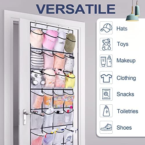 Labtec 28 Pockets Hanging Organiser Over the Door, Hanging Shoe Storage, Shoe Racks,Large Mesh Storage Shoe Rack Holder for Wardrobe Bathroom, 64.9x 25.2 in