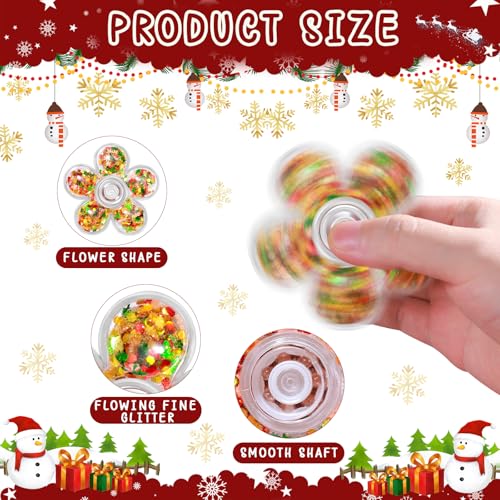 SCIONE 6 Stück Weihnachts Fidget Spinner, Glitzernde Pailletten Fidget Spielzeug für Kinder, Stress & Angst ADHD Relief, Christmas Party Geschenk für Kinder & Erwachsene