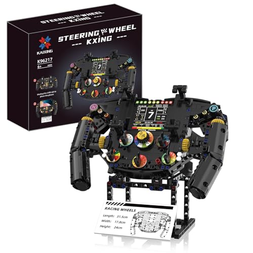 Pagotho Rennsimulator-Lenkrad-Bausatz mechanisches Gaming-SIM-Rennwagen-Lenkrad aus Bausteinen mit beweglichen Teilen Geschenk für Erwachsene zum Zusammenbauen 900+ Teile (A)