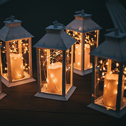14" Gloden Brushed Vintage Candle Lantern With 30Pcs Fairy Light (4 Hours Timer,3 Aaa Batteries Included) Hanging Lantern Indoor Outdoor Using Decorative Candle Lanterns Table Lanterns #TOP4
