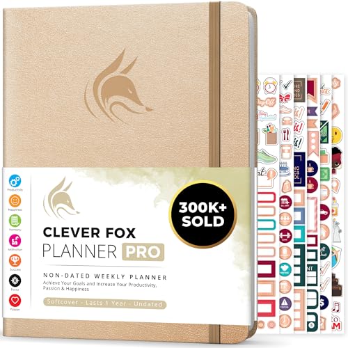 Clever Fox Planner PRO – Weekly & Monthly Life Planner to Increase Productivity, Time Management and Hit Your Goals, 8.5x11″ (Pearl)