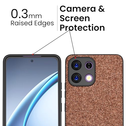 Image of Kapa Soft Fabric & Leather Hybrid Protective Back Cover for Oppo K13 5G | Shockproof Slim Hard Anti Slip Back Case (Brown)